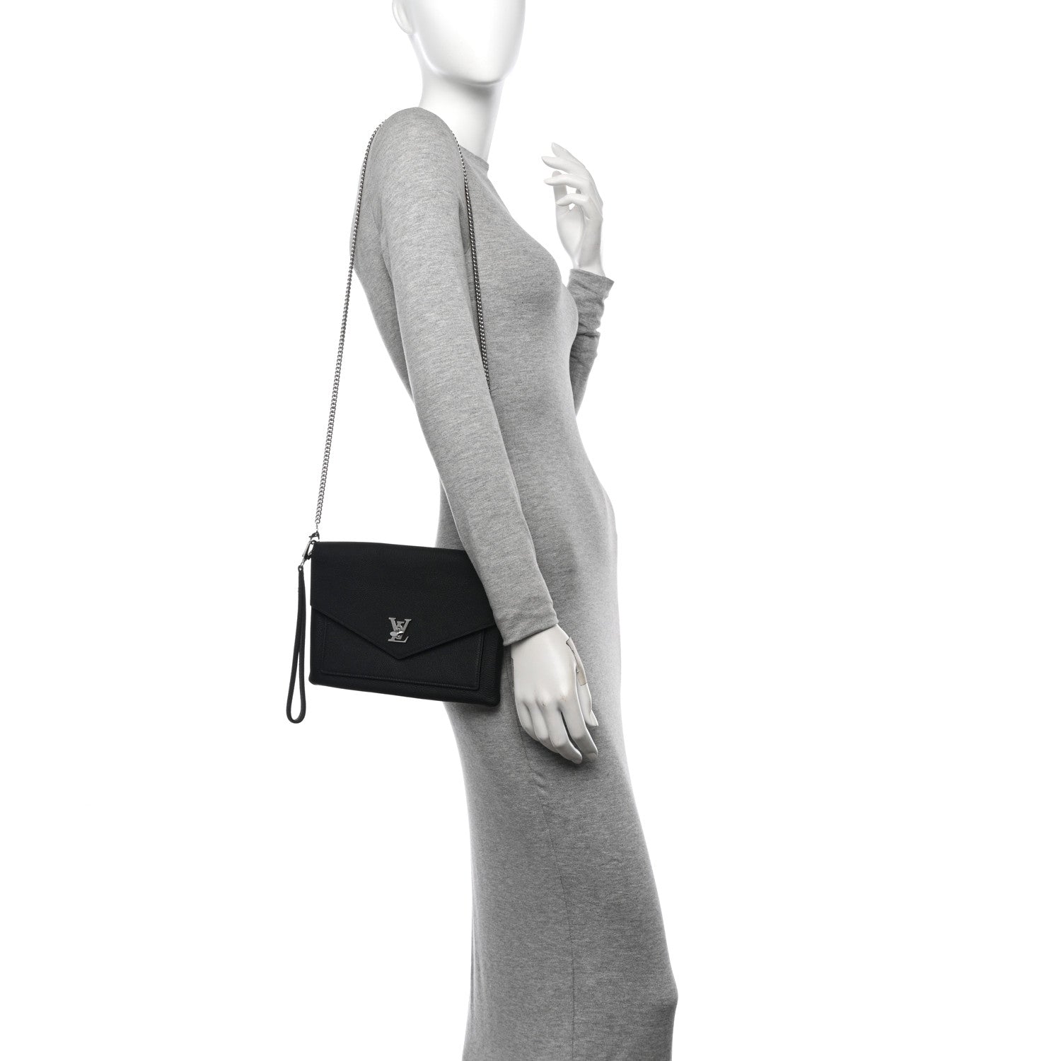 Louis Vuitton Soft Calfskin My Lockme Chain Pochette Black 2 of 8