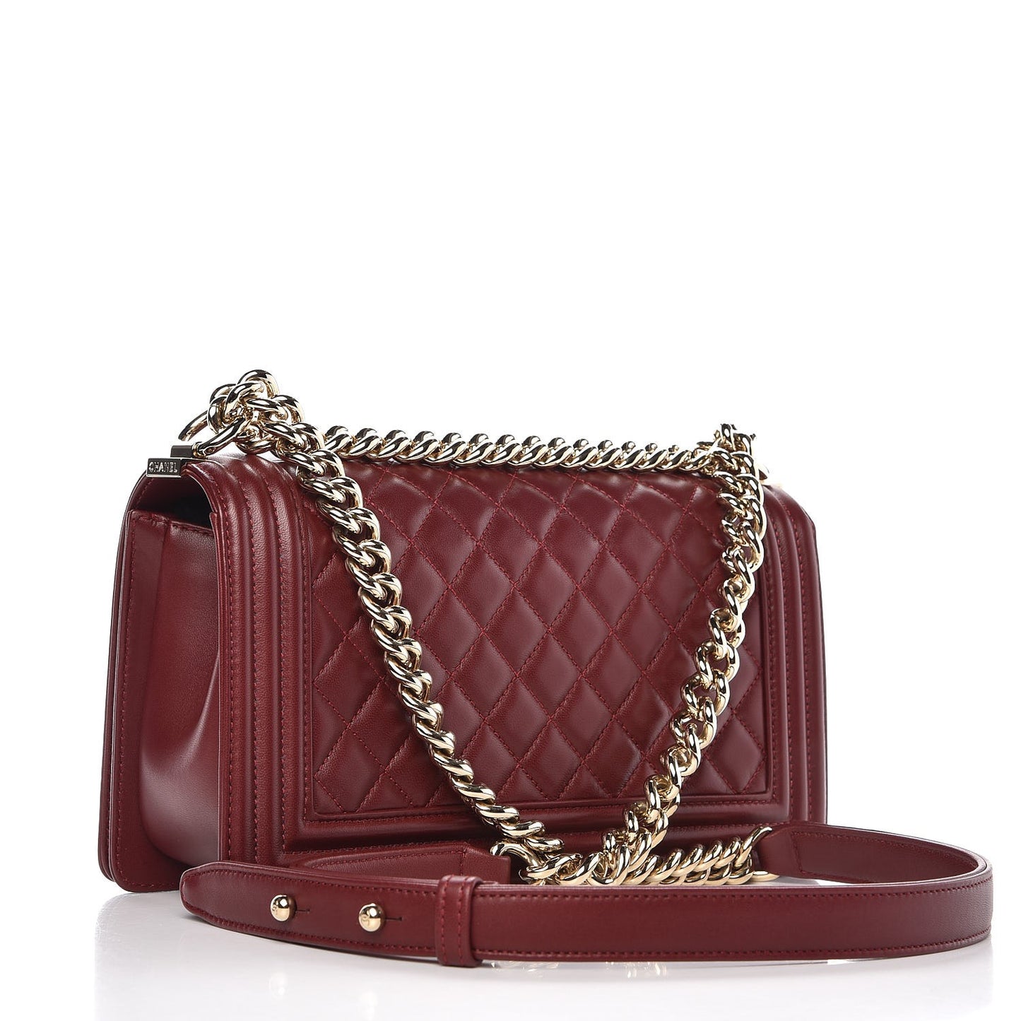 Lambskin Quilted Medium Boy Flap Red