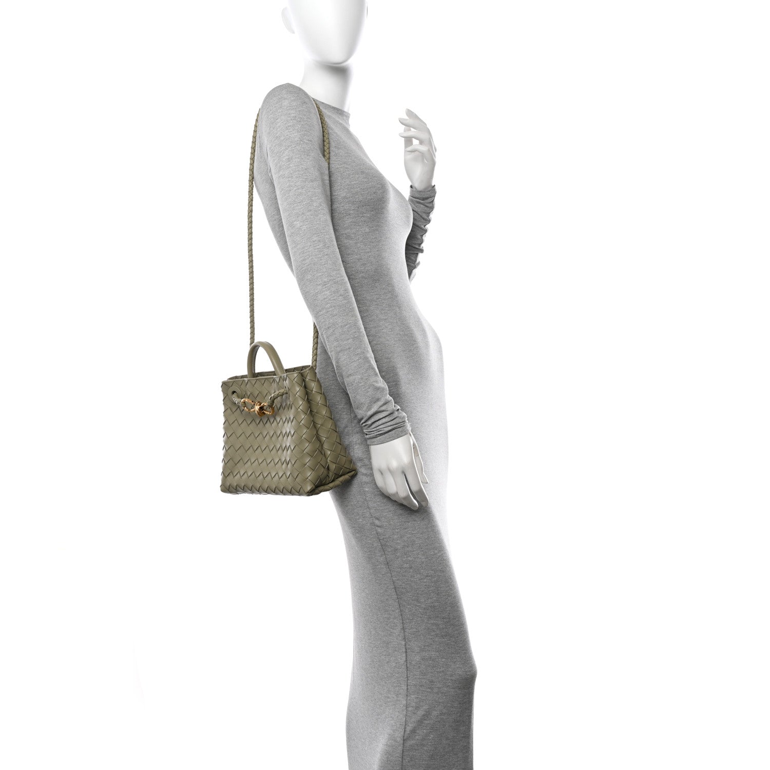 Bottega Veneta Nappa Intrecciato Small Andiamo Shoulder Bag Travertine 2 of 10