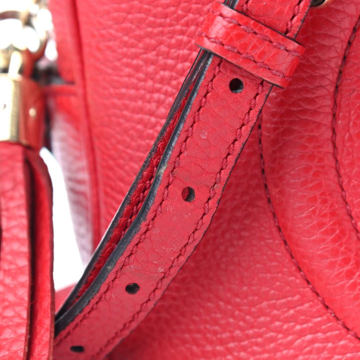 Pebbled Calfskin Small Soho Disco Bag Tabasco Red