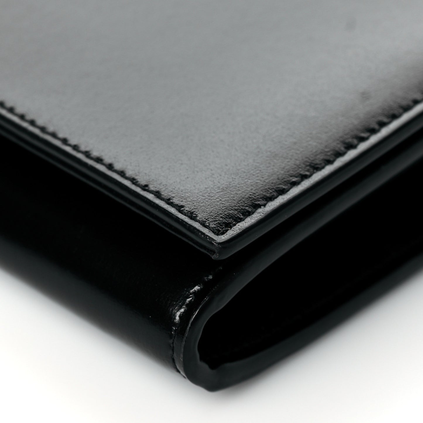 Glossy Calfskin Monogram Chain Wallet Black