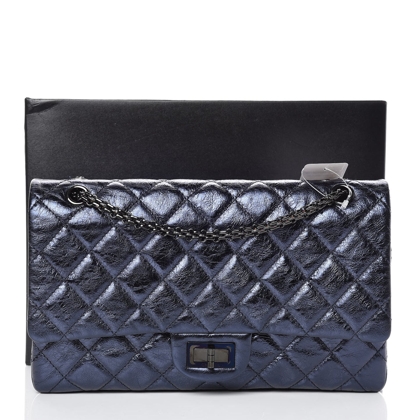 Metallic Aged Calfskin Quilted 2.55 Reissue 227 Flap Blue