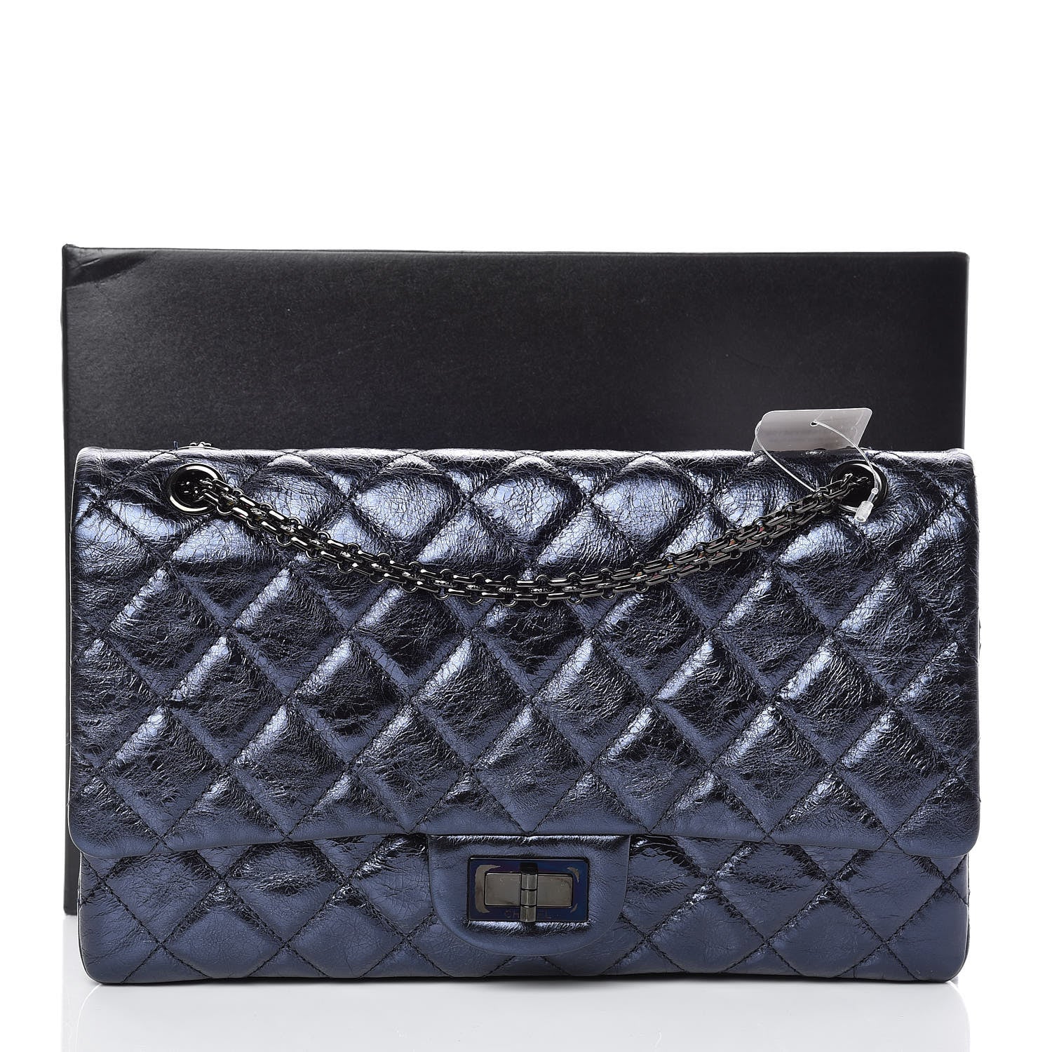 Chanel Metallic Aged Calfskin Quilted 2.55 Reissue 227 Flap Blue 14 of 14