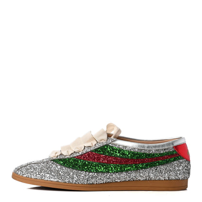 Gucci Glitter Fabric Web Mens Falacer Sneakers 7 Silver 1 of 9