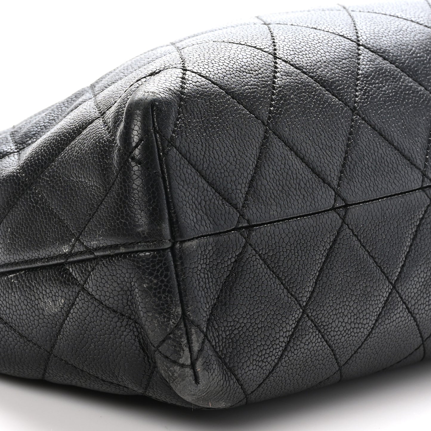 Caviar Quilted Shopping Tote Black