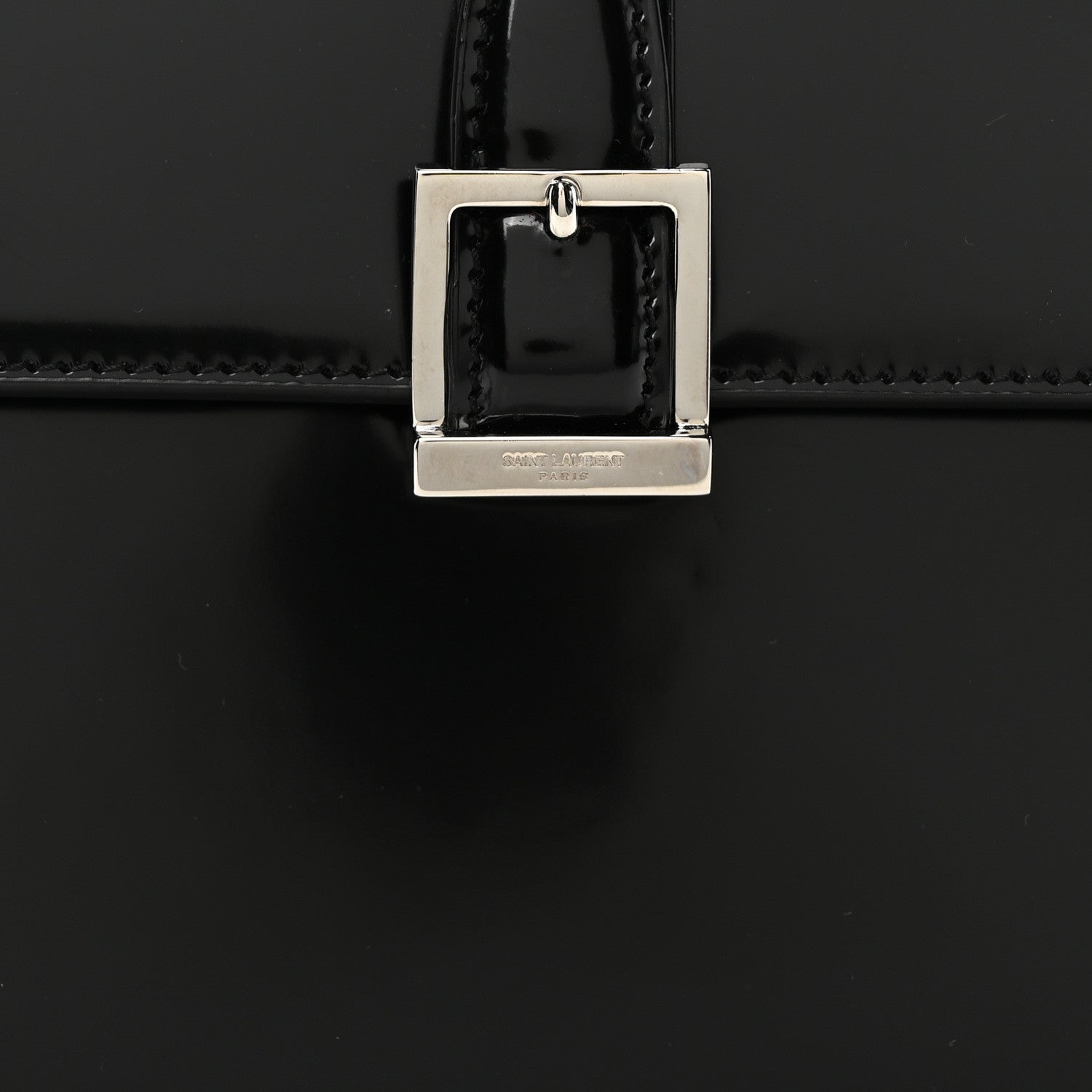 Saint Laurent Shiny Calfskin Le Fermoir Top Handle Bag Small Black