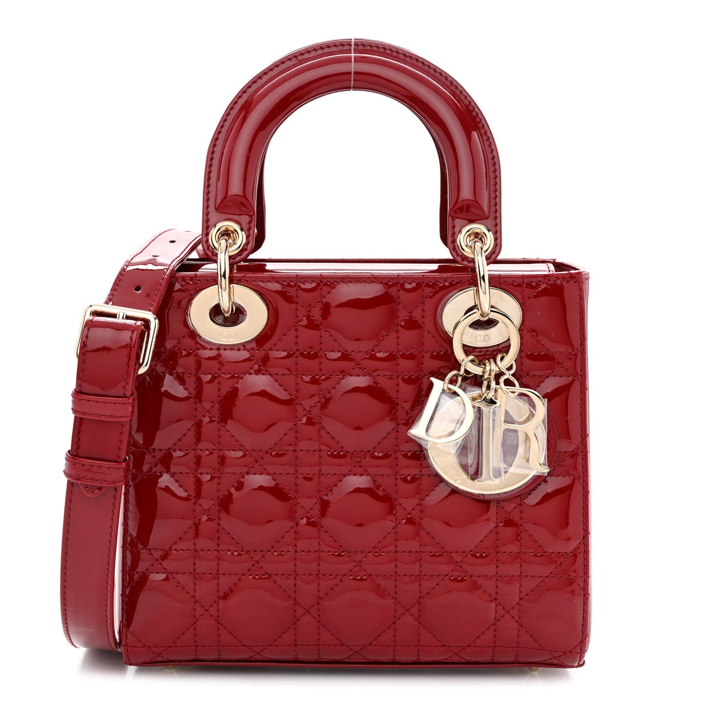 Patent Cannage Small Lady Dior Cherry Red