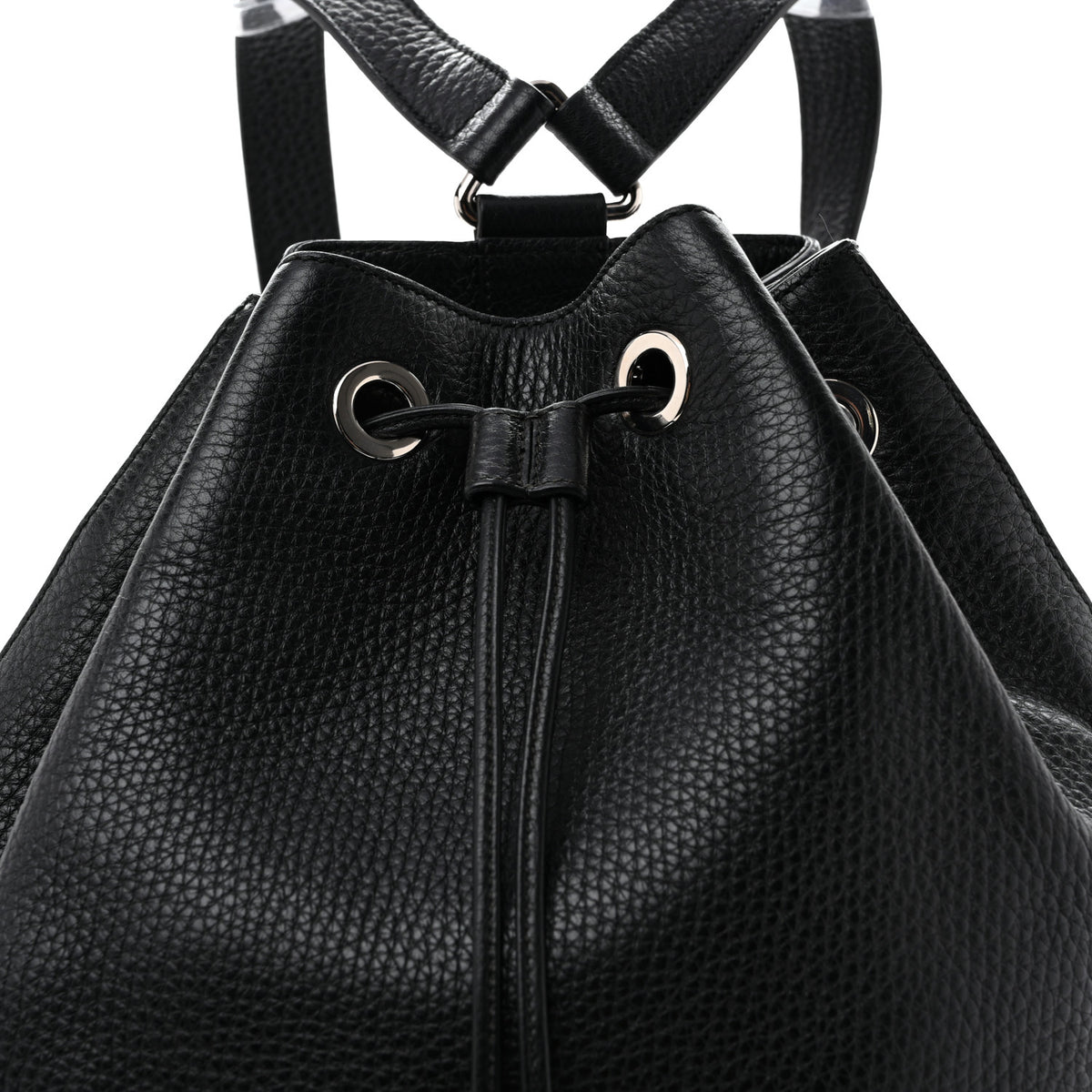 Pebbled Calfskin Small Soho Drawstring Backpack Black