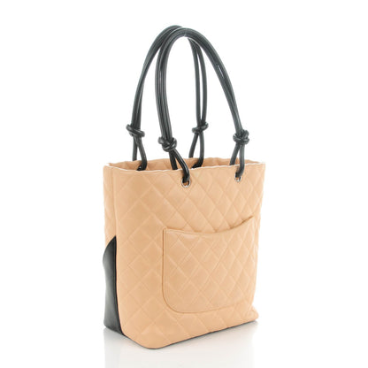 Chanel Calfskin Quilted Medium Cambon Tote Beige Black 3 of 7