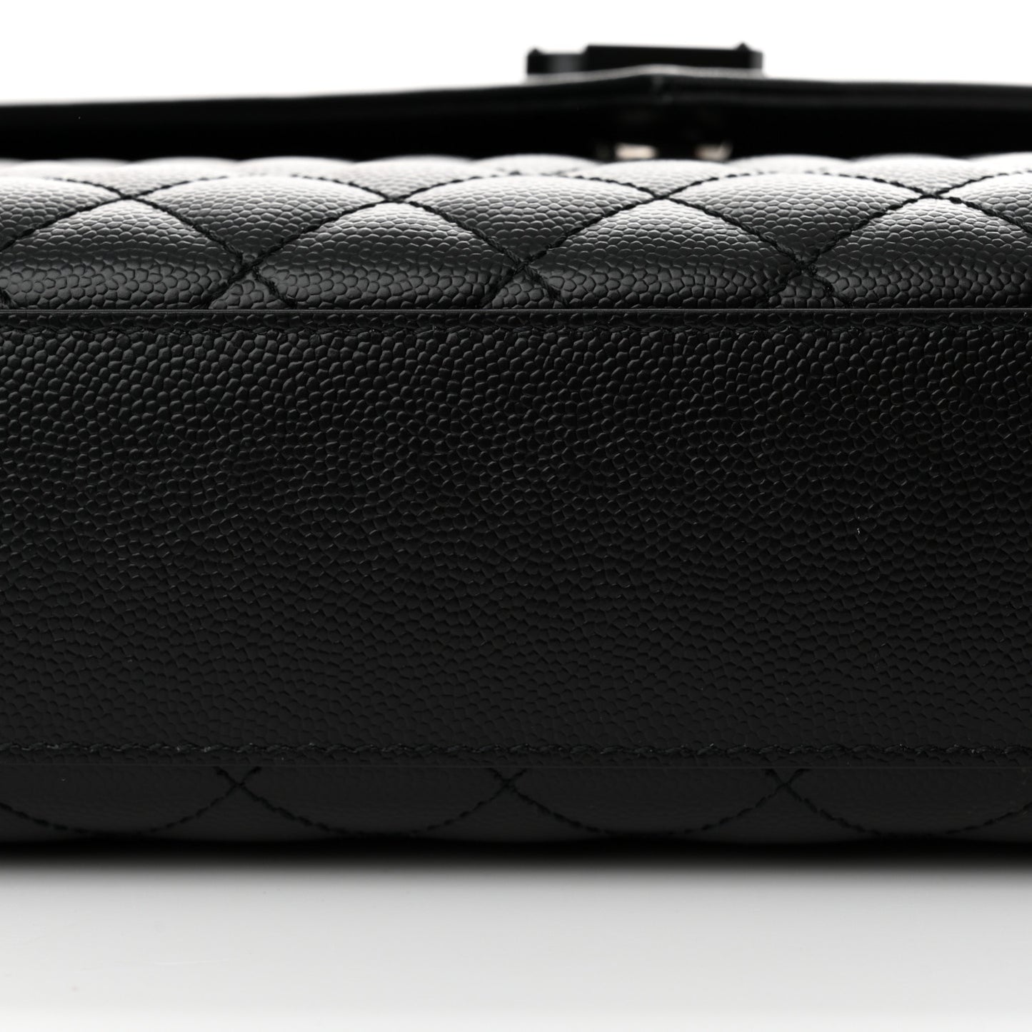 Grain De Poudre Textured Mixed Matelasse Large Triquilt Monogram Monochrome Satchel Black