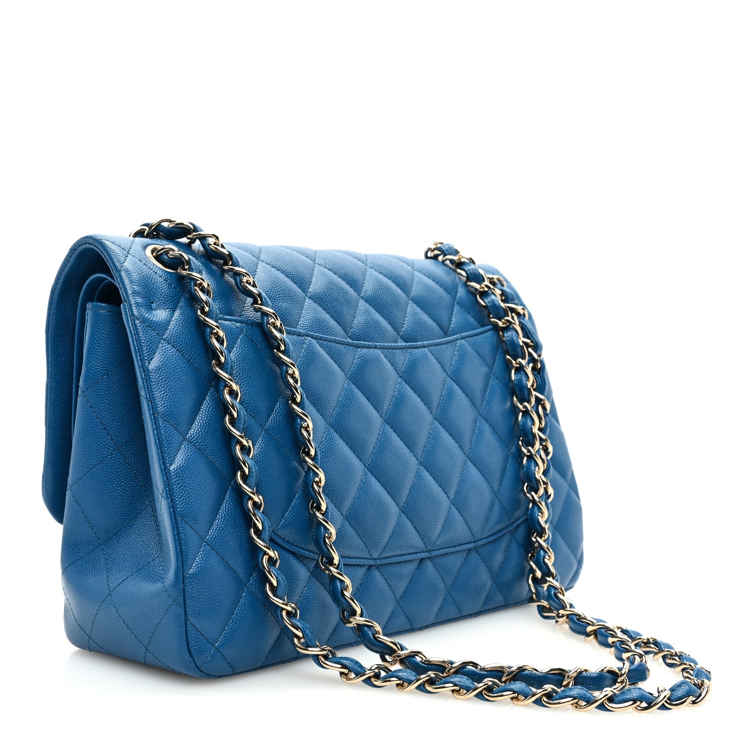 Chanel Caviar Quilted Jumbo Double Flap Blue 3 of 10