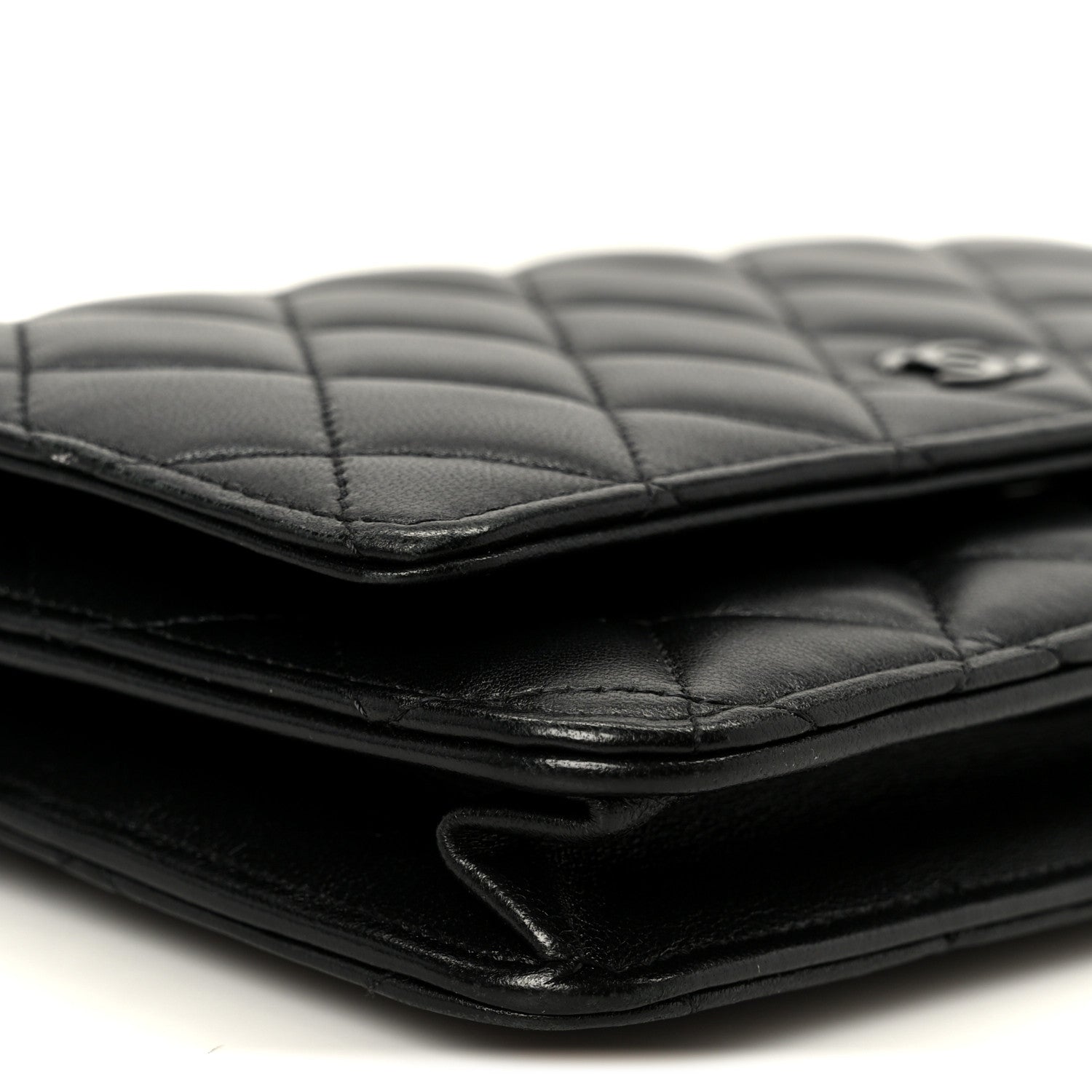 Chanel Pearly Lambskin Quilted Wallet On Chain WOC So Black 10 of 11