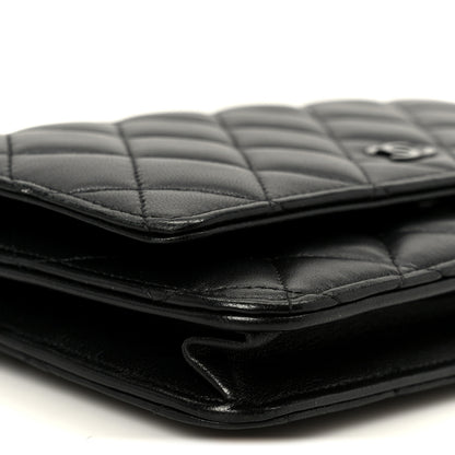 Chanel Pearly Lambskin Quilted Wallet On Chain WOC So Black 10 of 11