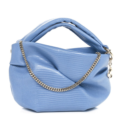 Jimmy Choo Calfskin Lizard Embossed Bonny Shoulder Bag Blue 1 of 10