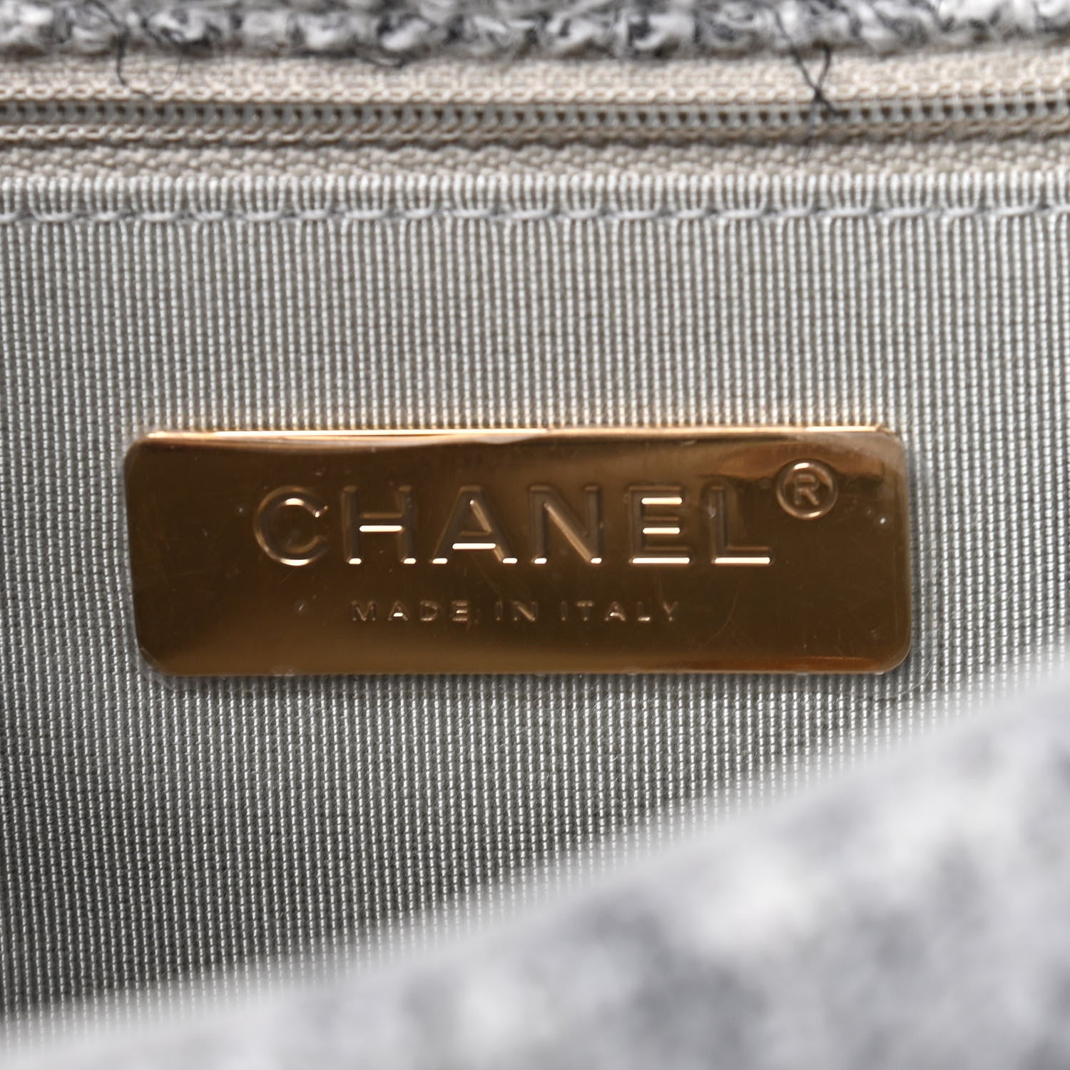 Chanel Tweed Quilted Medium Chanel 19 Flap Grey Ecru 6 of 9