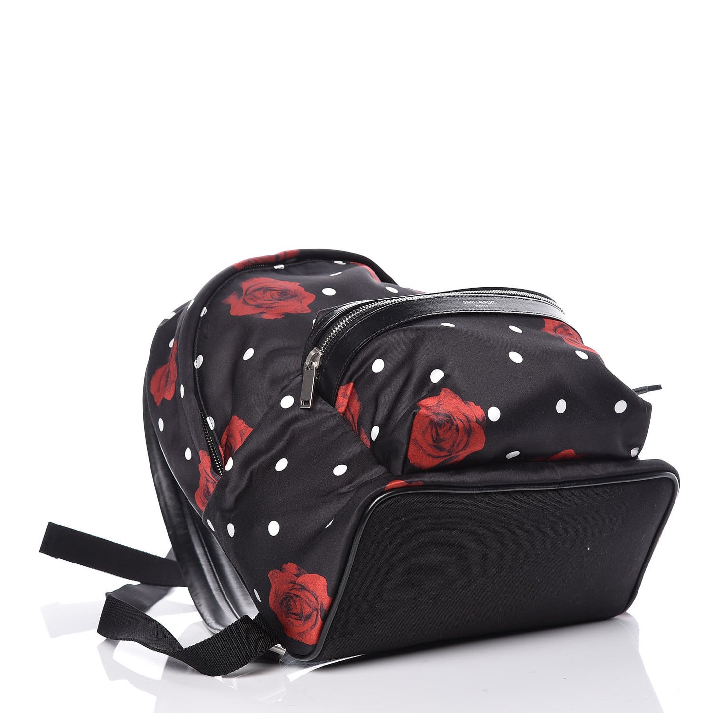 Satin Rose Print Mini City Backpack Black