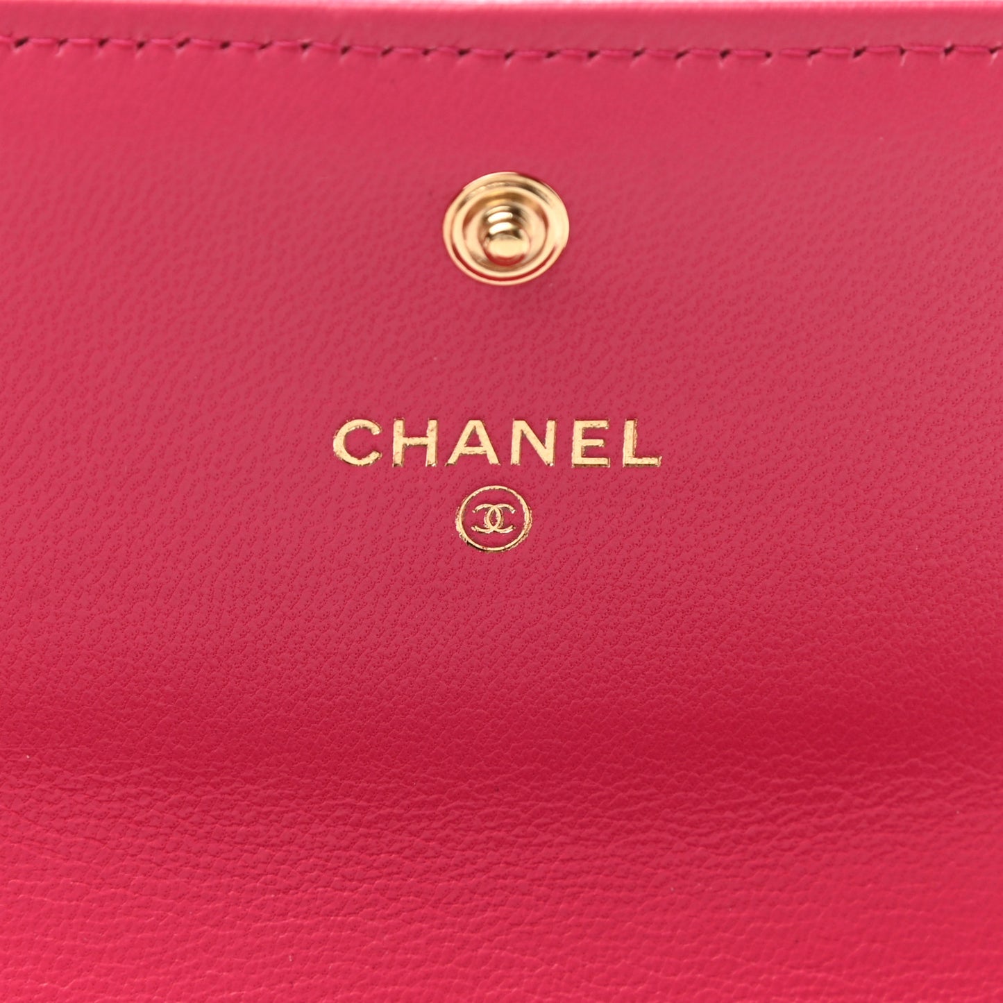 Shiny Goatskin Quilted Chanel 19 Flap Wallet Dark Pink