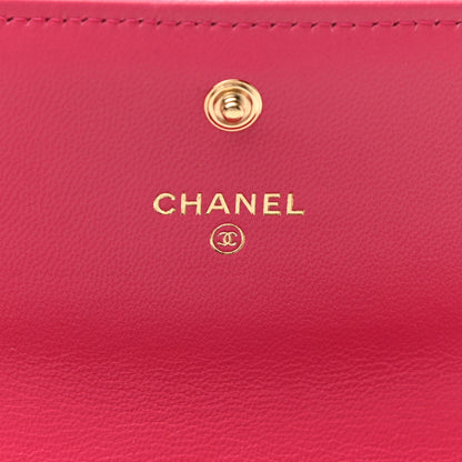 Chanel Shiny Goatskin Quilted Chanel 19 Flap Wallet Dark Pink 6 of 9