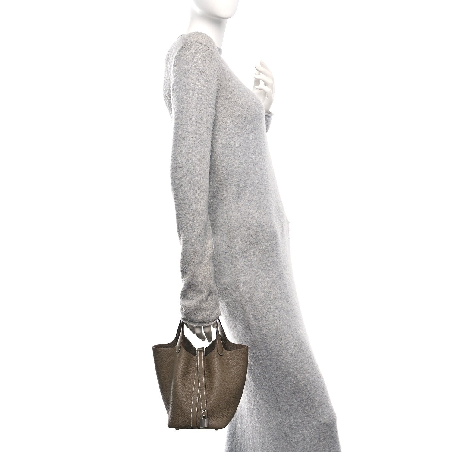 Hermes Taurillon Clemence Picotin Lock 18 PM Etoupe 2 of 10