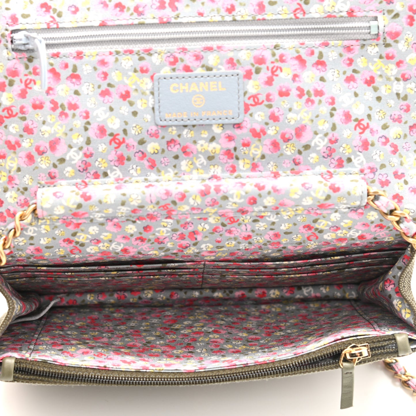 Canvas Quilted Coco Cuba Charms Wallet On Chain WOC Khaki