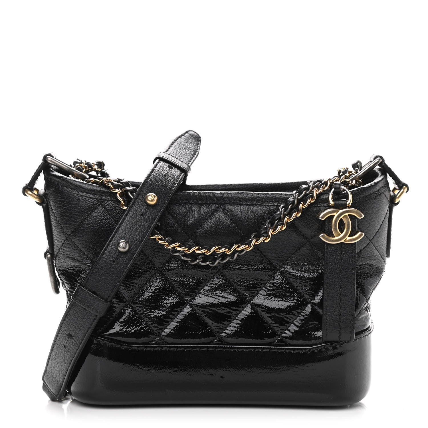 Chanel Patent Goatskin Quilted Small Gabrielle Hobo Black 1 of 10