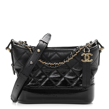 Chanel Patent Goatskin Quilted Small Gabrielle Hobo Black 1 of 10