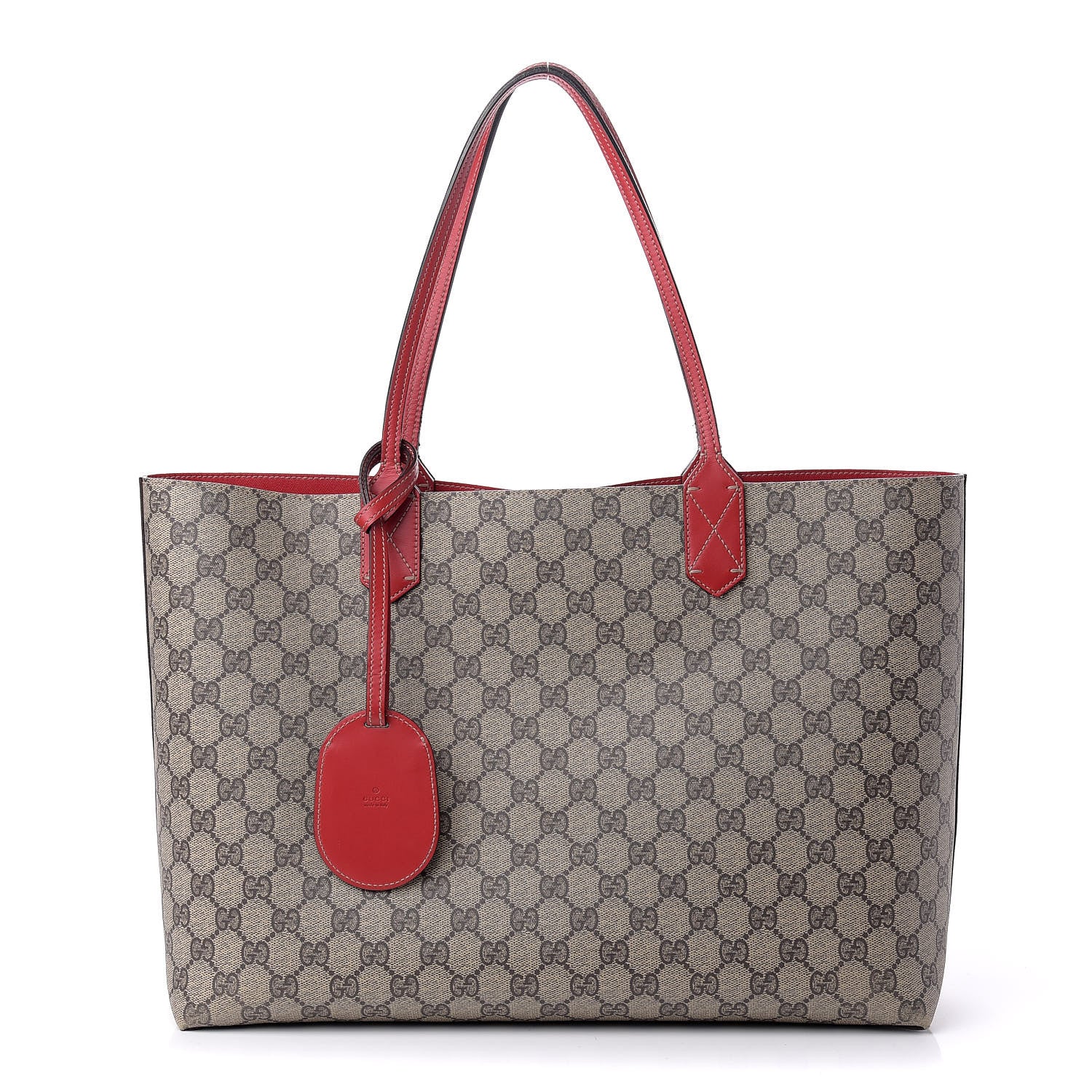 Gucci GG Supreme Monogram Medium Reversible Tote Beige Red 1 of 12