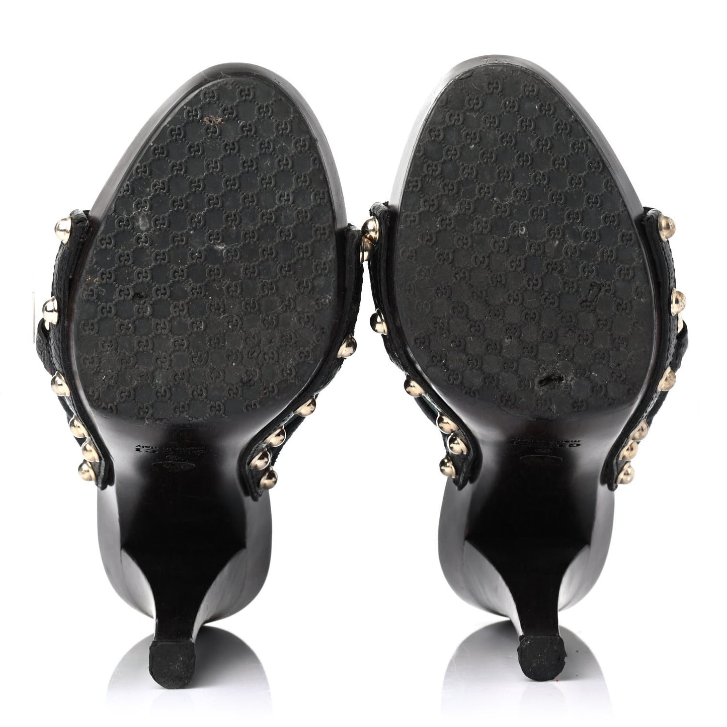 Monogram Natural Pigskin Web Icon Bit Platform Clog High Heel Slide Sandals Black