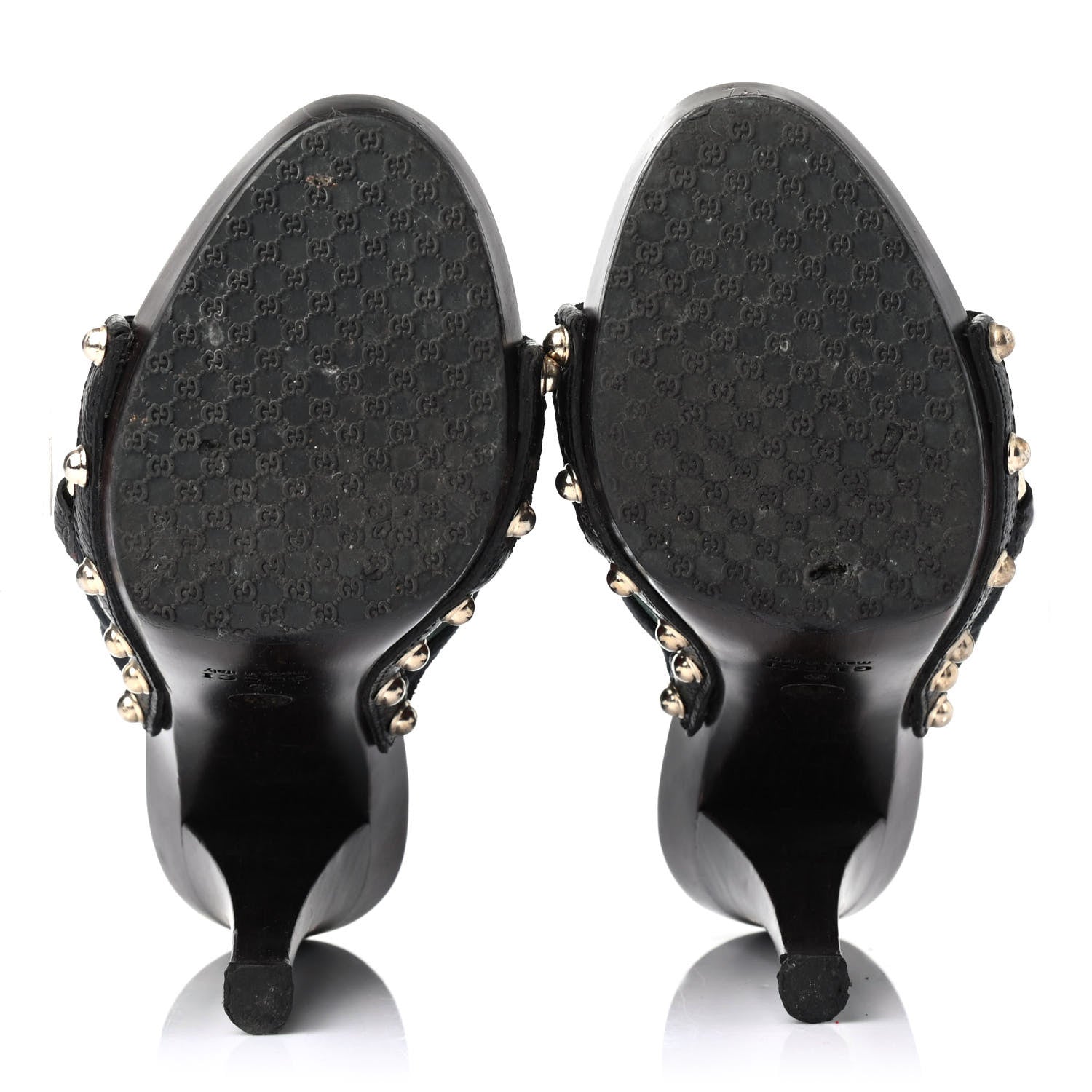 Gucci Monogram Natural Pigskin Web Icon Bit Platform Clog High Heel Slide Sandals Black 4 of 4