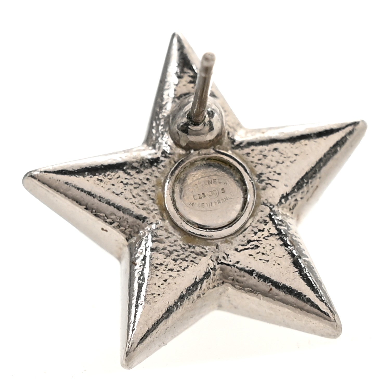 Chanel Crystal Star CC Stud Earrings Silver 4 of 4