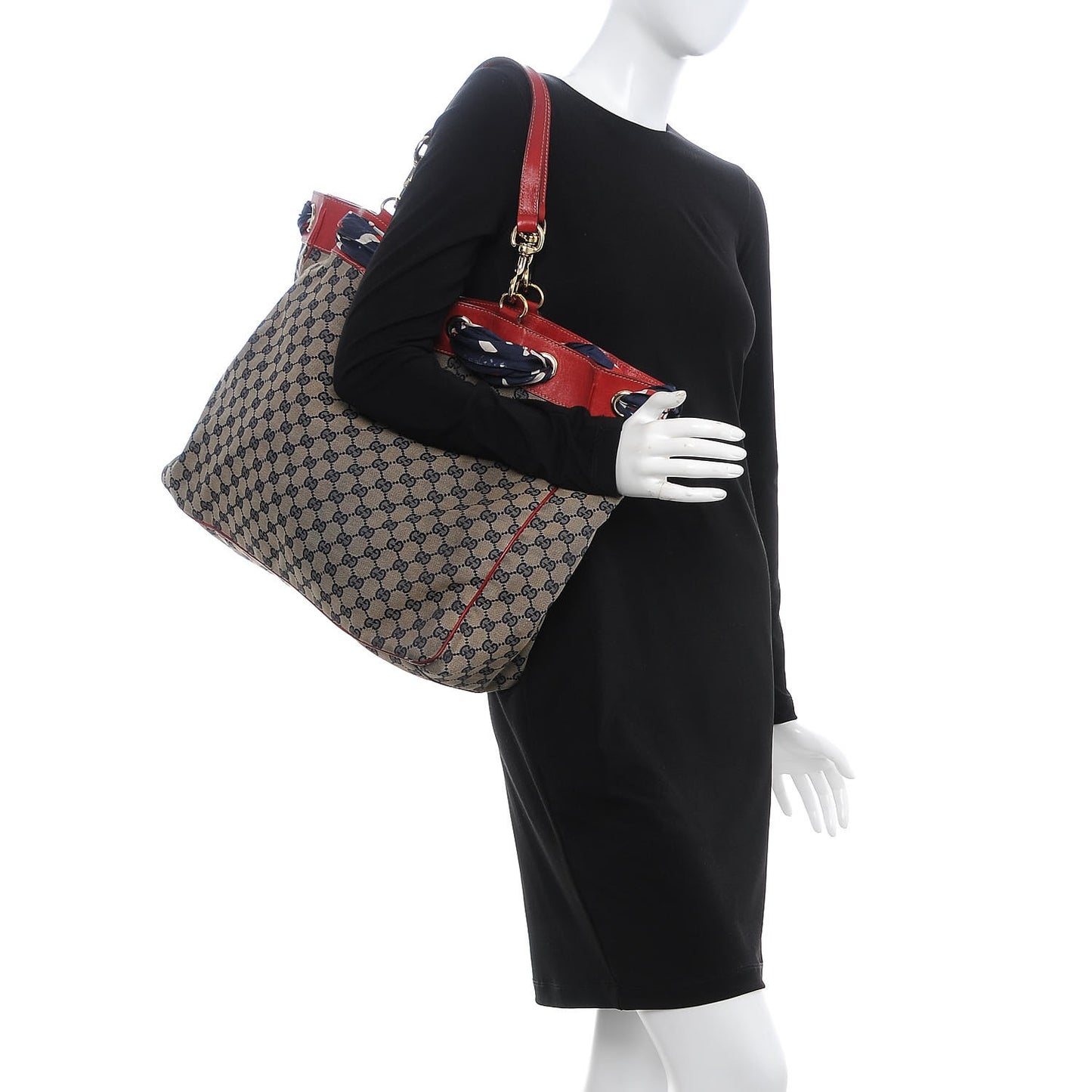 Monogram Large Positano Tote Navy Red