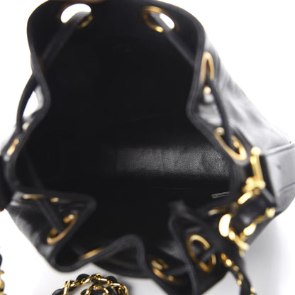 Chanel Lambskin Drawstring Bucket Bag Black 6 of 12