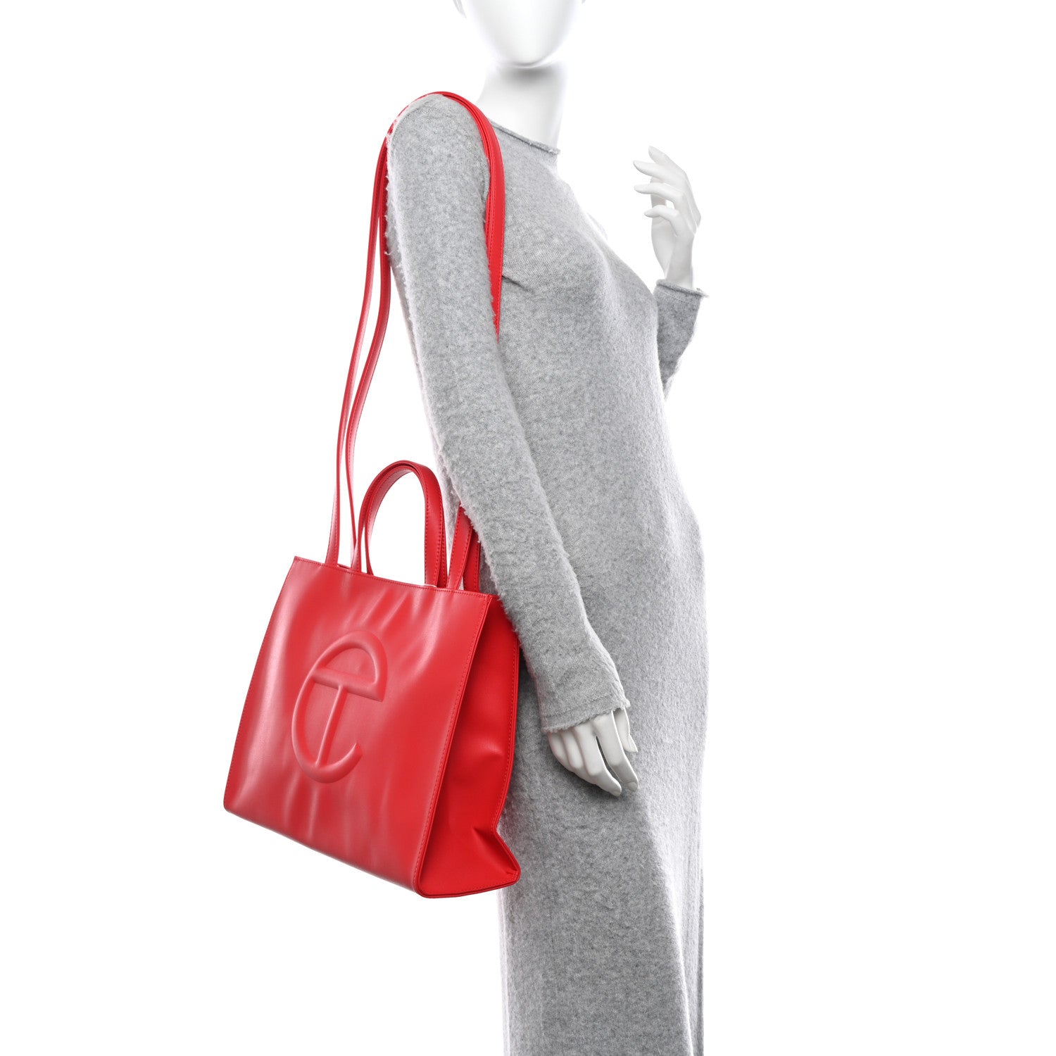 Telfar Vegan Leather Medium Shopping Bag Red 2 of 10