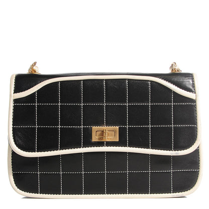 Chanel Lambskin Contrast Stitched Small Mademoiselle Flap Black White 1 of 8