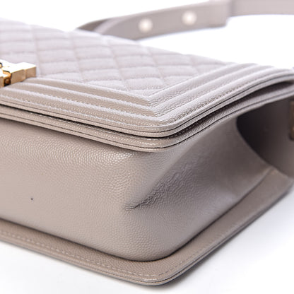 Chanel Caviar Quilted Medium Boy Flap Dark Beige 12 of 13
