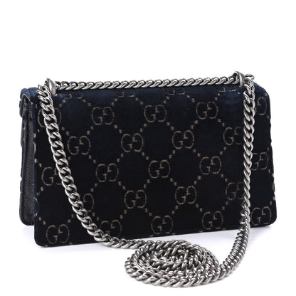 Gucci Velvet Skipper Crystal GG Monogram Small Dionysus Shoulder Bag Blue Beige Black 3 of 10