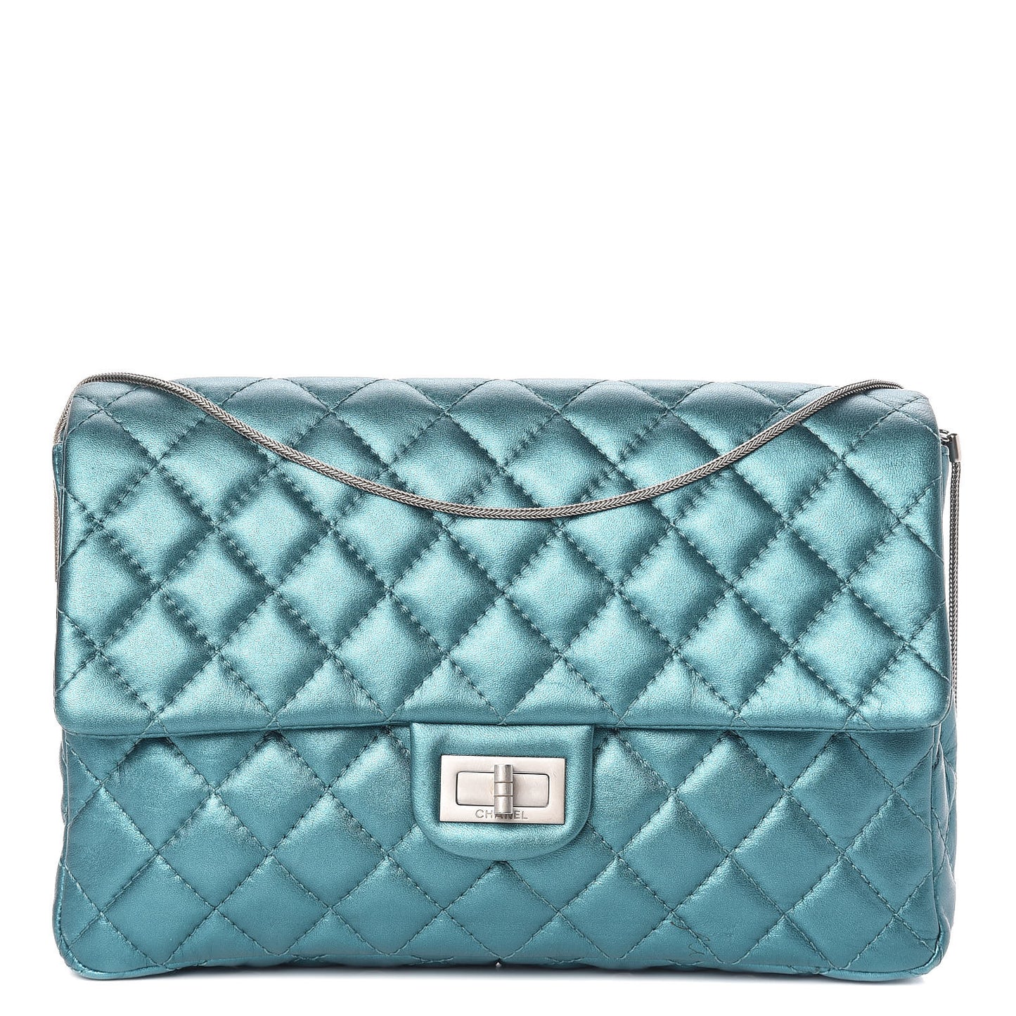 Metallic Calfskin Quilted Snake Chain 2.55 Reissue Flap Turquoise