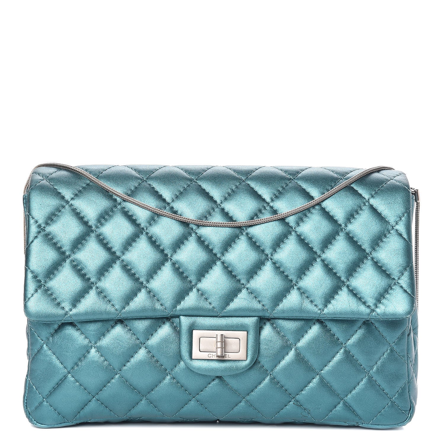 Chanel Metallic Calfskin Quilted Snake Chain 2.55 Reissue Flap Turquoise 1 of 15