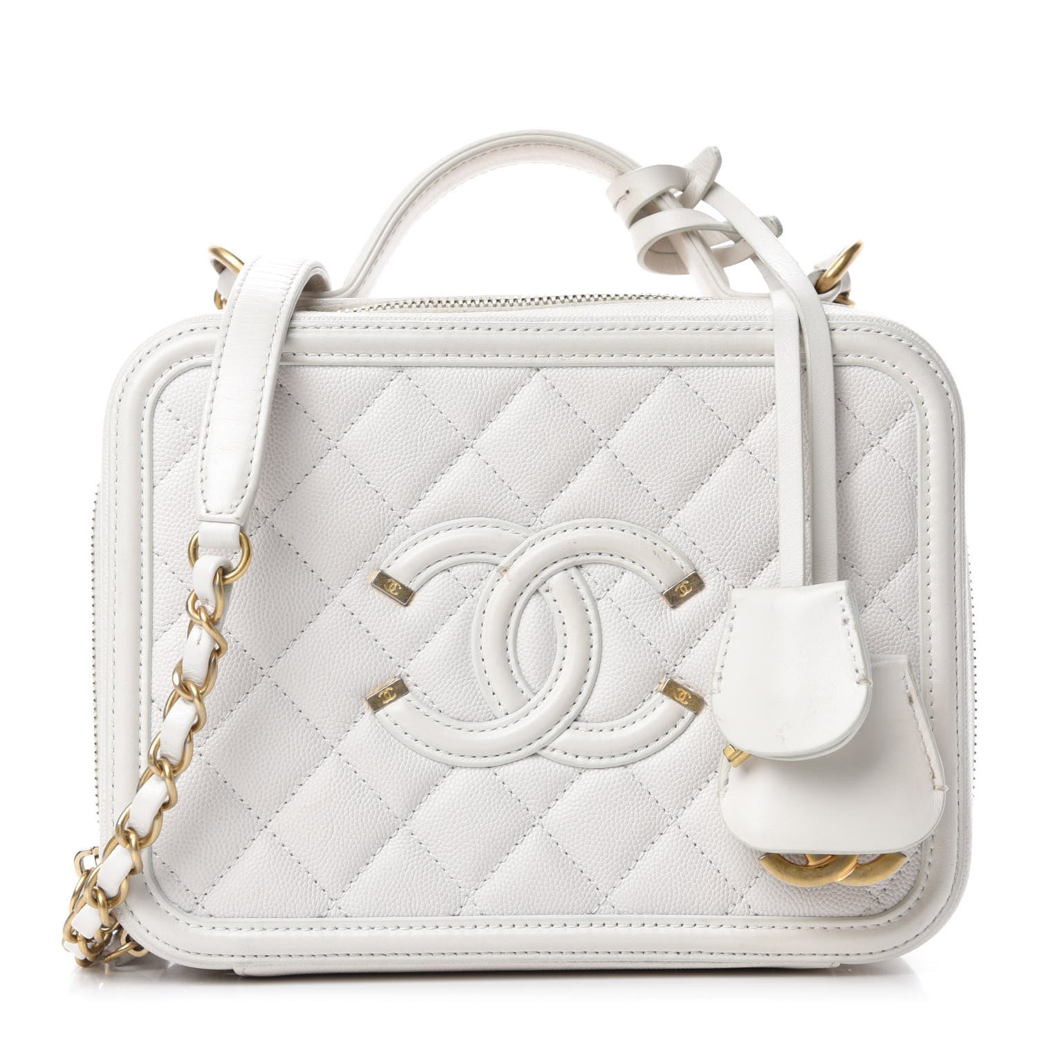 Chanel Caviar Quilted Medium CC Filigree Vanity Case White 1 of 11