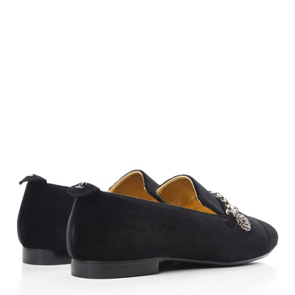 Chanel Velvet Suede Cap Toe Chain Moccasin Loafers 39 Black 4 of 9