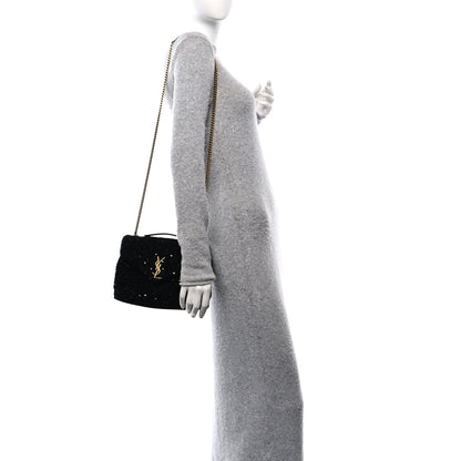 Saint Laurent Sequin Y Quilted Monogram Small Loulou Chain Satchel Black 2 of 11