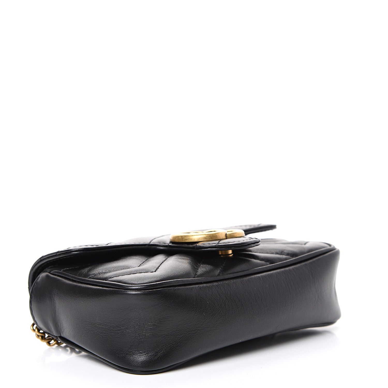 Gucci Calfskin Matelasse Super Mini GG Marmont Shoulder Bag Black 3 of 10
