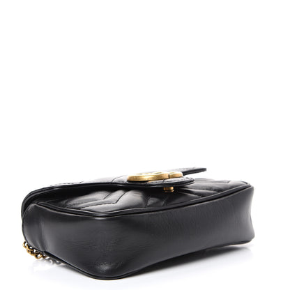 Gucci Calfskin Matelasse Super Mini GG Marmont Shoulder Bag Black 3 of 10