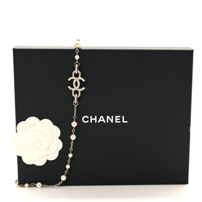 Chanel Pearl Crystal CC Vendome Long Necklace   Golden Pearly White 5 of 5