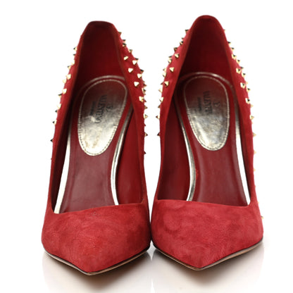 Valentino Garavani Suede Rockstud Stud Pumps 41 Red 2 of 8