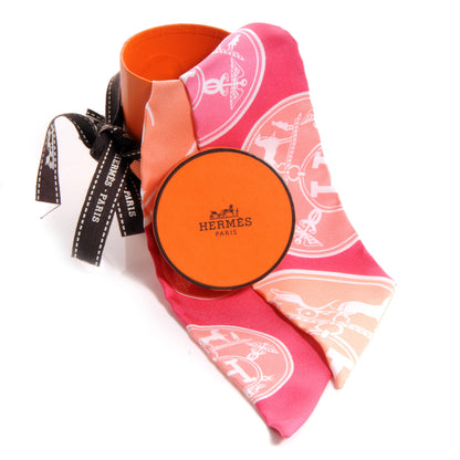 Hermes Silk Confettis D'Ex Libris Twilly Rose Vif Peach 4 of 4