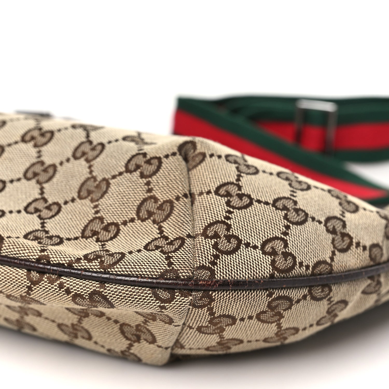 Gucci Monogram Web Medium Half Moon Hobo Dark Brown 10 of 11
