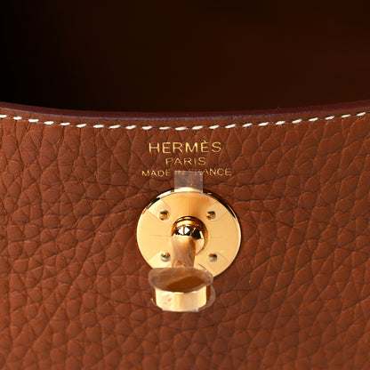 Hermes Taurillon Clemence Mini Lindy 20 Gold 5 of 10