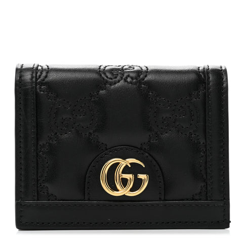 Calfskin GG Matelasse Card Case Wallet Black