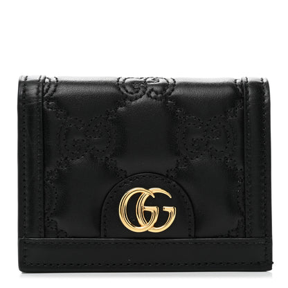 Gucci Calfskin GG Matelasse Card Case Wallet Black 1 of 10